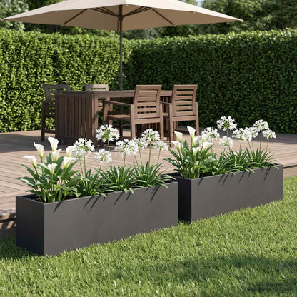 Vaso da giardino 2 pz Nero 80 x 20 x 20 cm