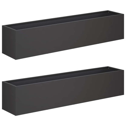 Vaso da giardino 2 pz Nero 80 x 20 x 20 cm | homemem39
