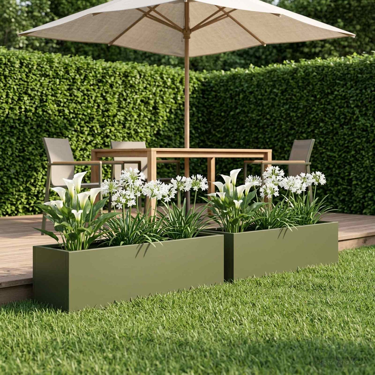 Vaso da giardino 2 pz Verde Oliva 80 x 20 x 20 cm | homemem39
