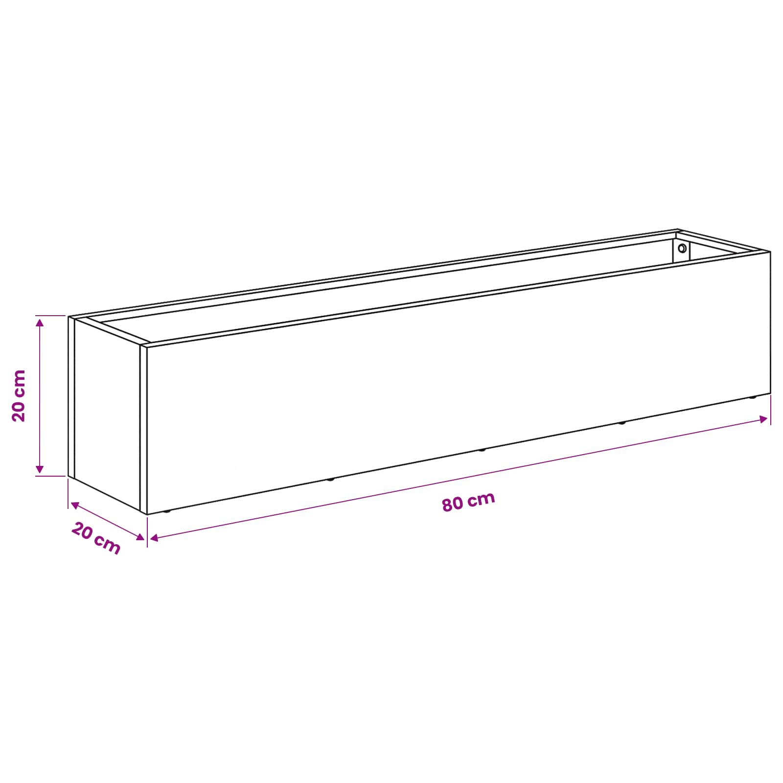 Vaso da giardino Argento 80 x 20 x 20 cm Acciaio Inox | homemem39