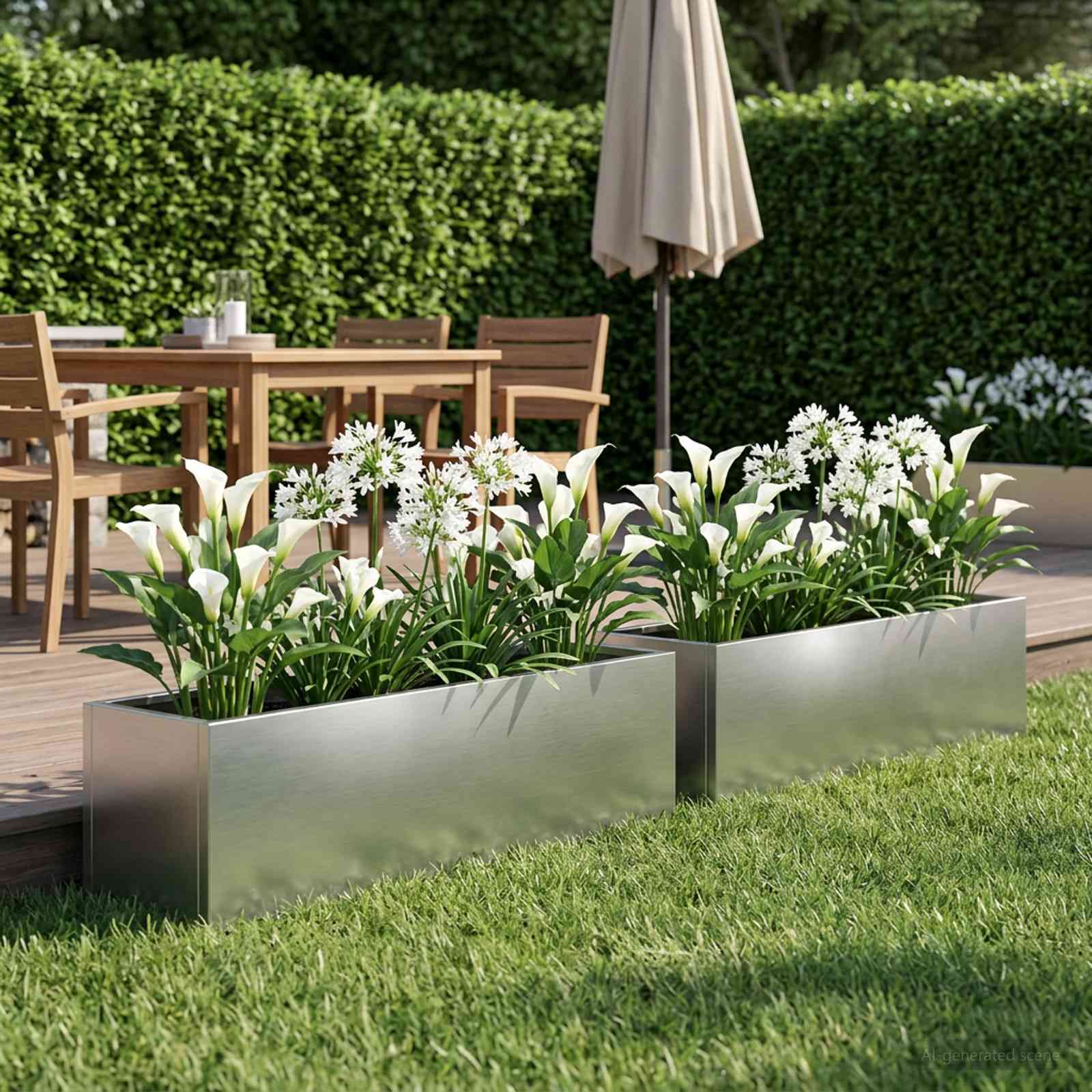 Vaso da giardino 2 pz Argento 80 x 20 x 20 cm Acciaio Inox | homemem39