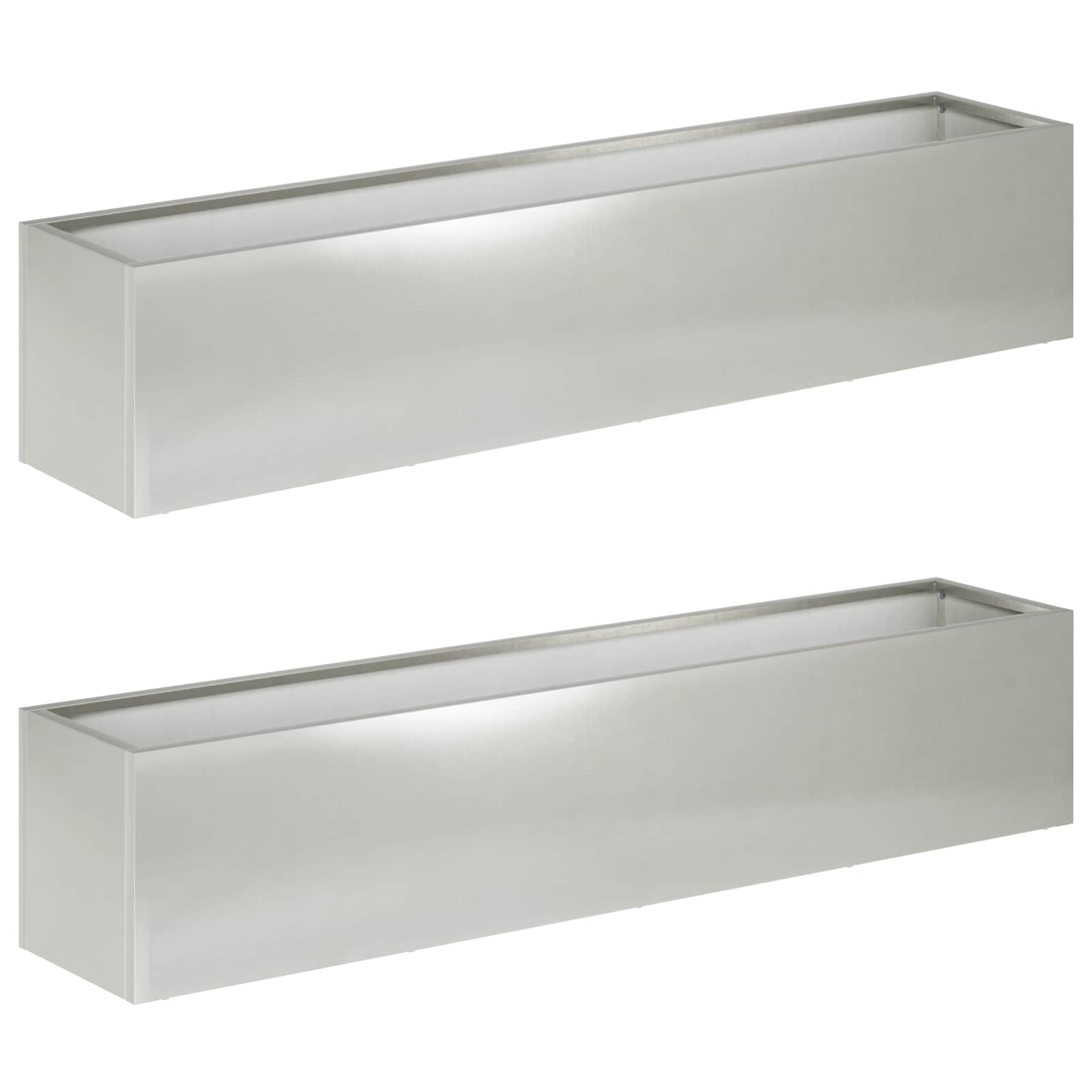 Vaso da giardino 2 pz Argento 80 x 20 x 20 cm Acciaio Inox | homemem39