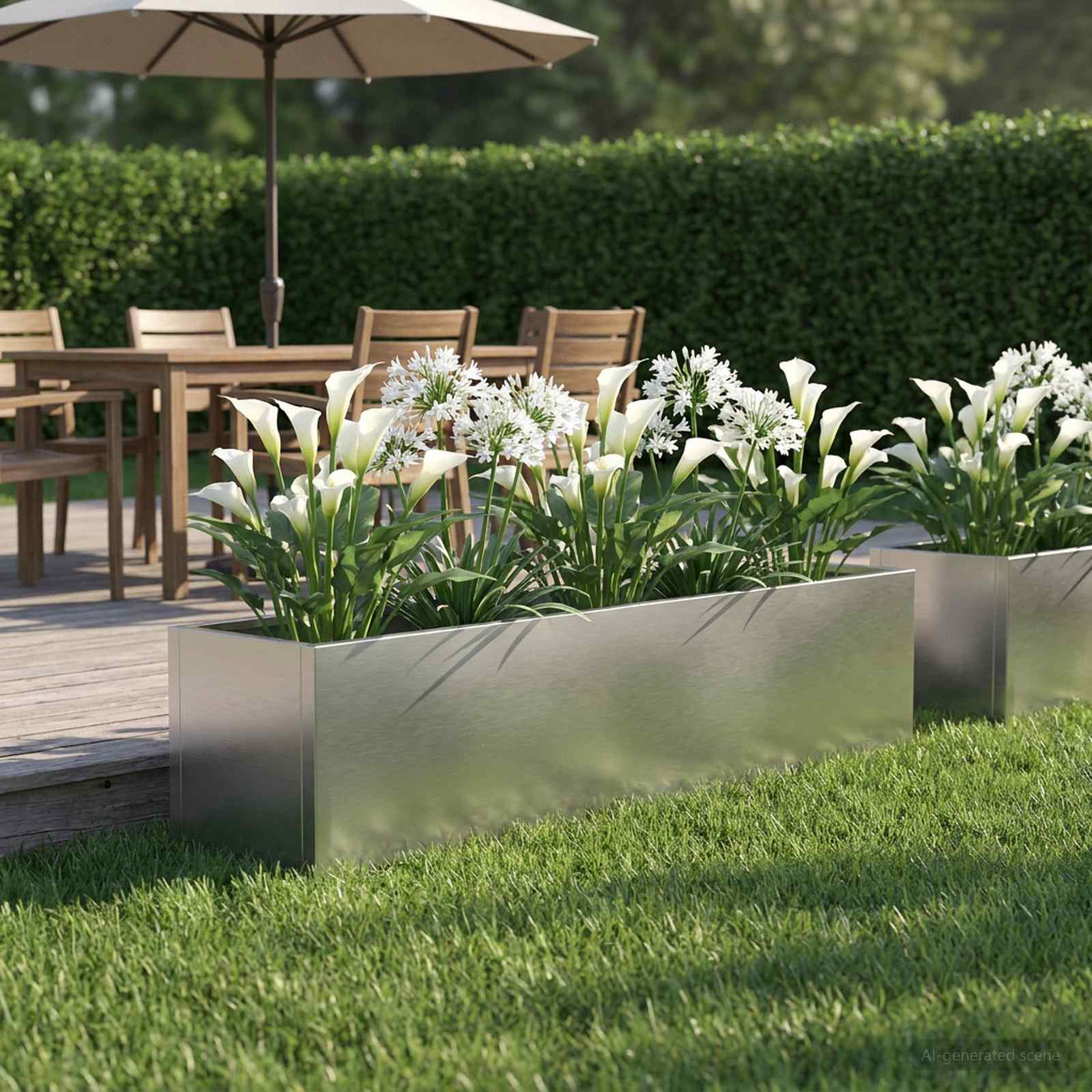 Vaso da giardino Argento 100 x 20 x 20 cm Acciaio Inox | homemem39