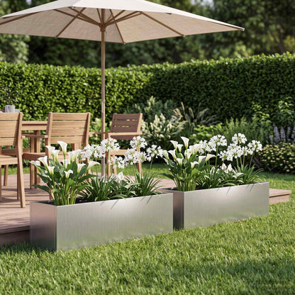 Vaso da giardino 2 pz Argento 100 x 20 x 20 cm Acciaio zincato | homemem39