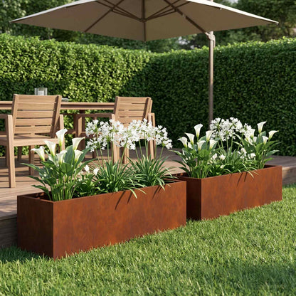 Vaso da giardino 2 pz Ruggine 100 x 20 x 20 cm Acciaio Corten | homemem39
