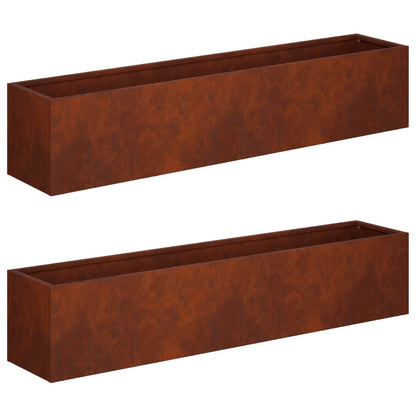 Vaso da giardino 2 pz Ruggine 100 x 20 x 20 cm Acciaio Corten | homemem39