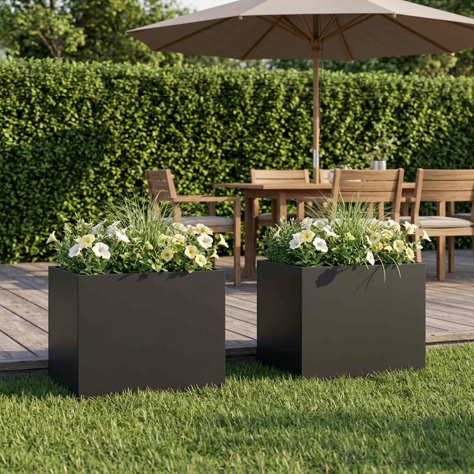 Vaso da giardino 2 pz Nero 40 x 30 x 30 cm | homemem39