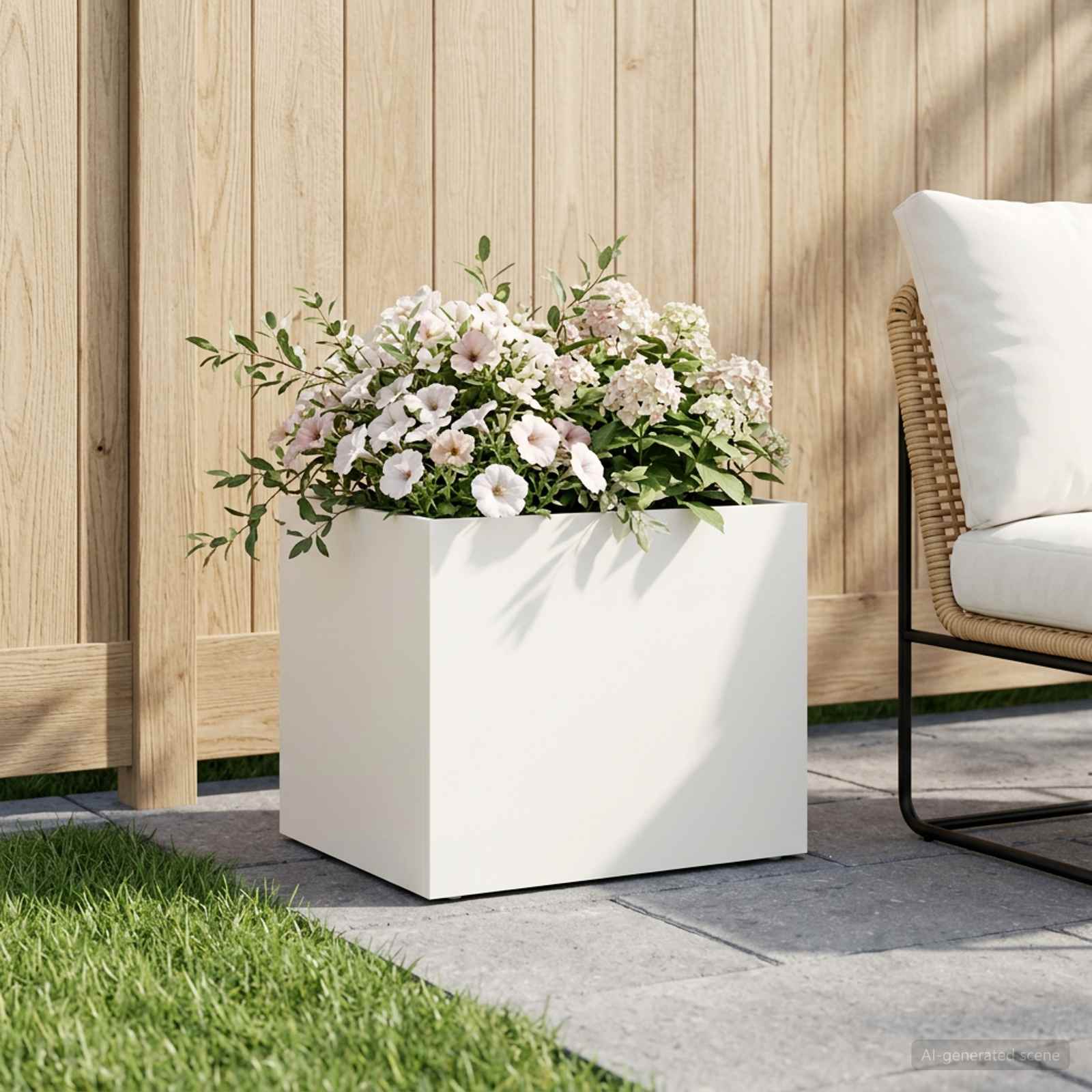 Vaso da giardino Bianco 40 x 30 x 30 cm | homemem39
