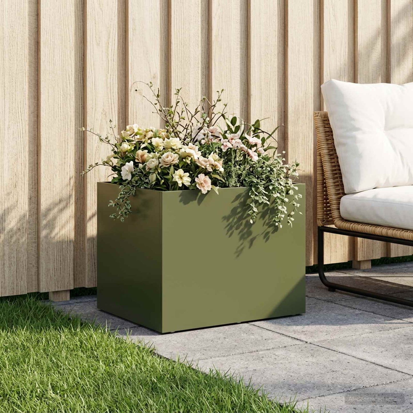Vaso da giardino Verde Oliva 40 x 30 x 30 cm | homemem39