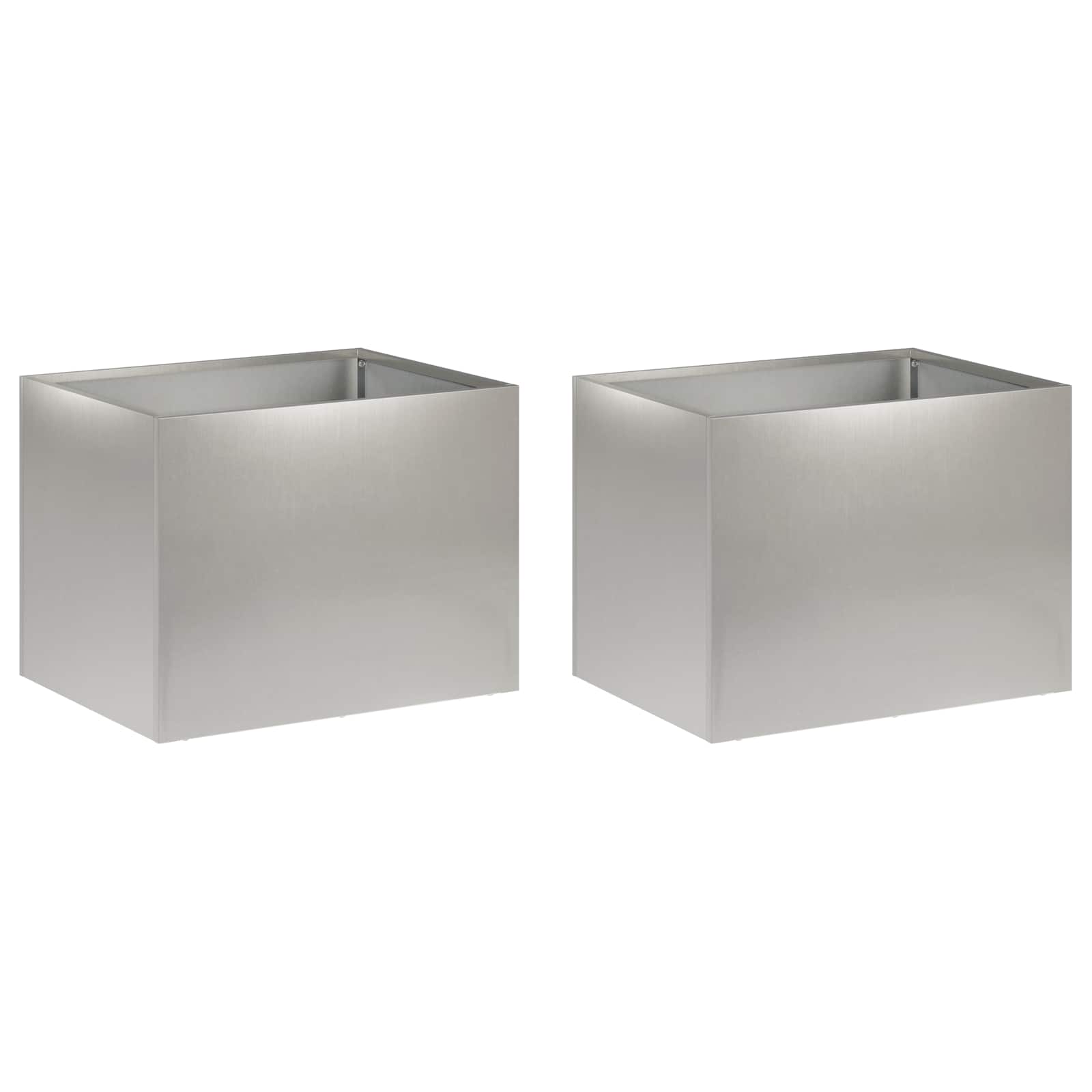 Vaso da giardino 2 pz Argento 40 x 30 x 30 cm Acciaio Inox | homemem39