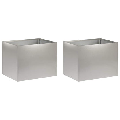Vaso da giardino 2 pz Argento 40 x 30 x 30 cm Acciaio Inox | homemem39