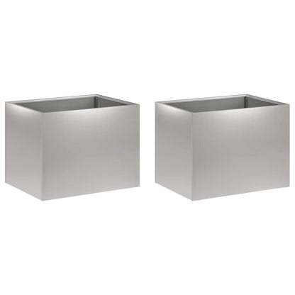 Vaso da giardino 2 pz Argento 40 x 30 x 30 cm Acciaio zincato | homemem39