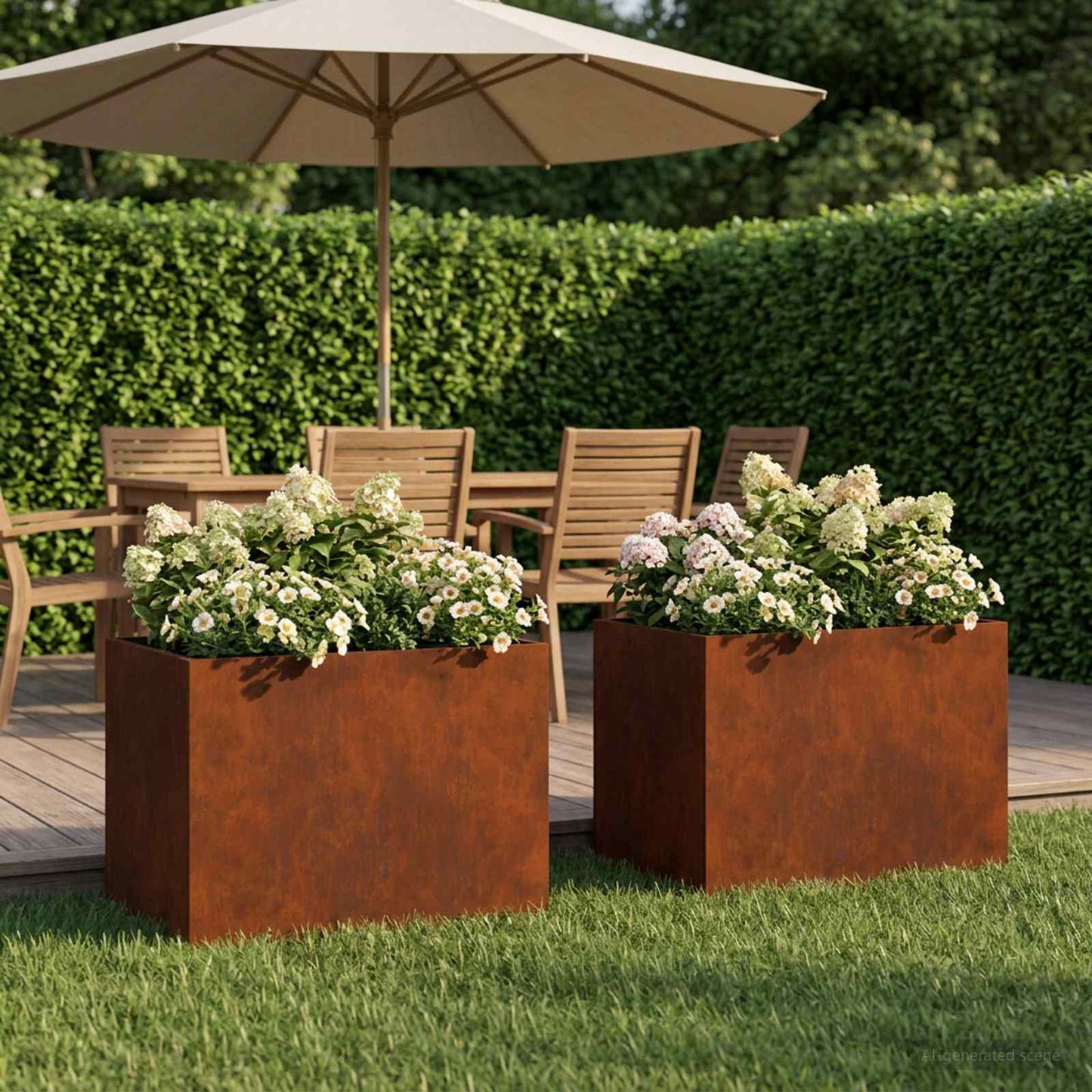 Vaso da giardino 2 pz Ruggine 40 x 30 x 30 cm Acciaio Corten