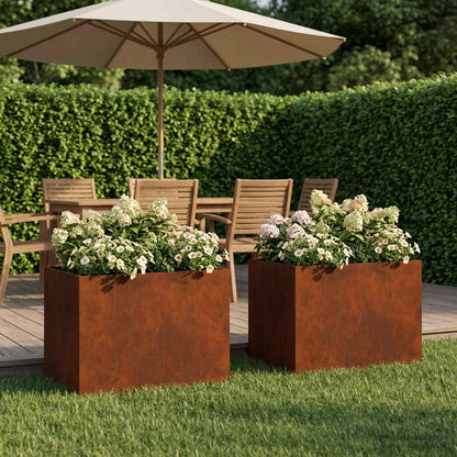 Vaso da giardino 2 pz Ruggine 40 x 30 x 30 cm Acciaio Corten