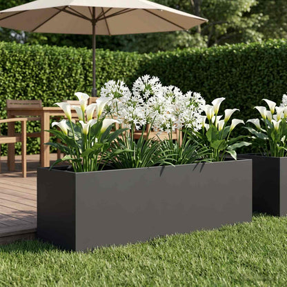 Vaso da giardino Nero 80 x 30 x 30 cm Acciaio laminato a freddo | homemem39