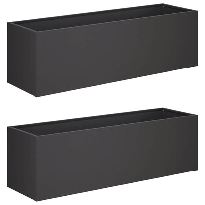 Vaso da giardino 2 pz Nero 80 x 30 x 30 cm