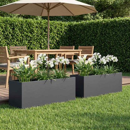 Vaso da giardino 2 pz Antracite 80 x 30 x 30 cm | homemem39
