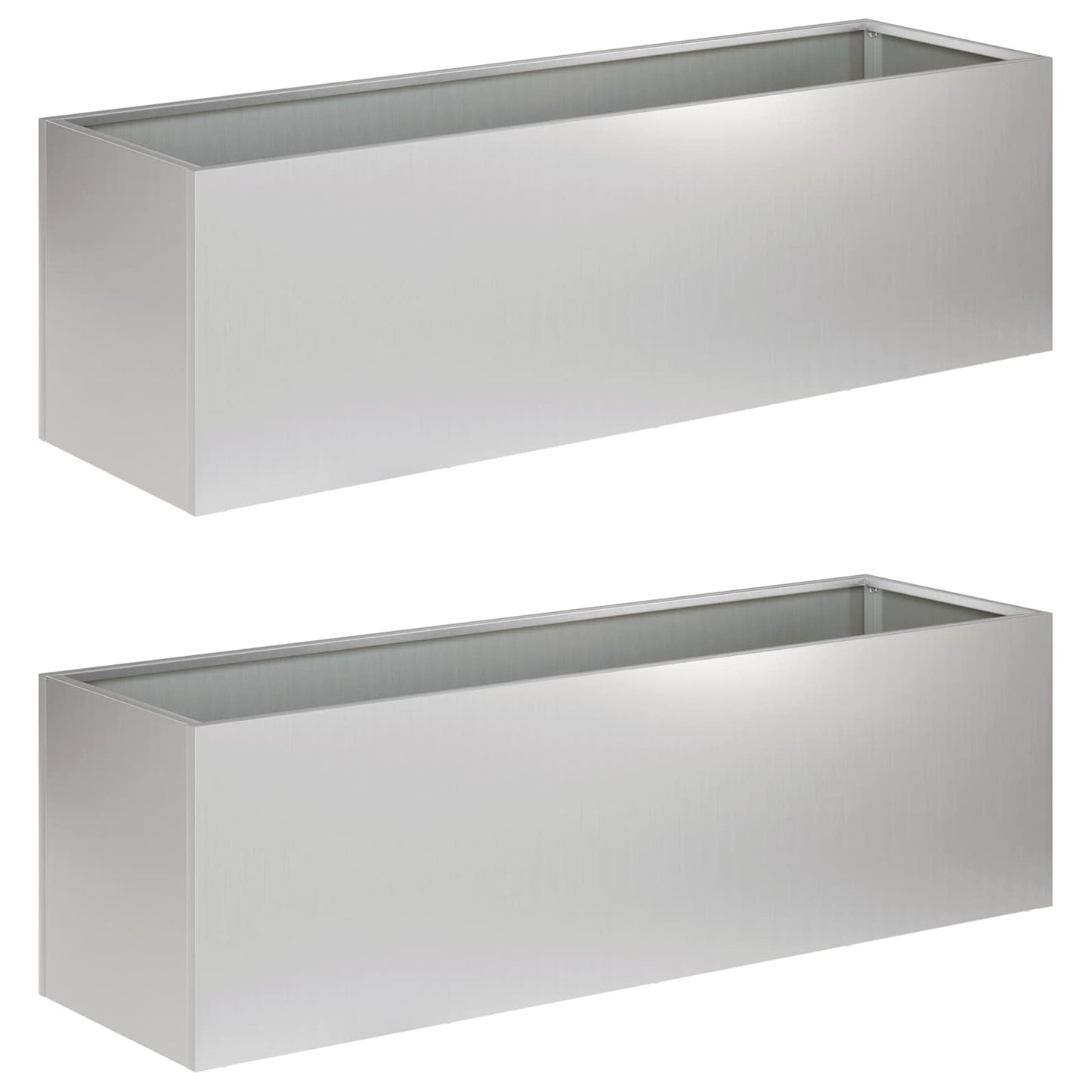 Vaso da giardino 2 pz Argento 80 x 30 x 30 cm Acciaio zincato | homemem39