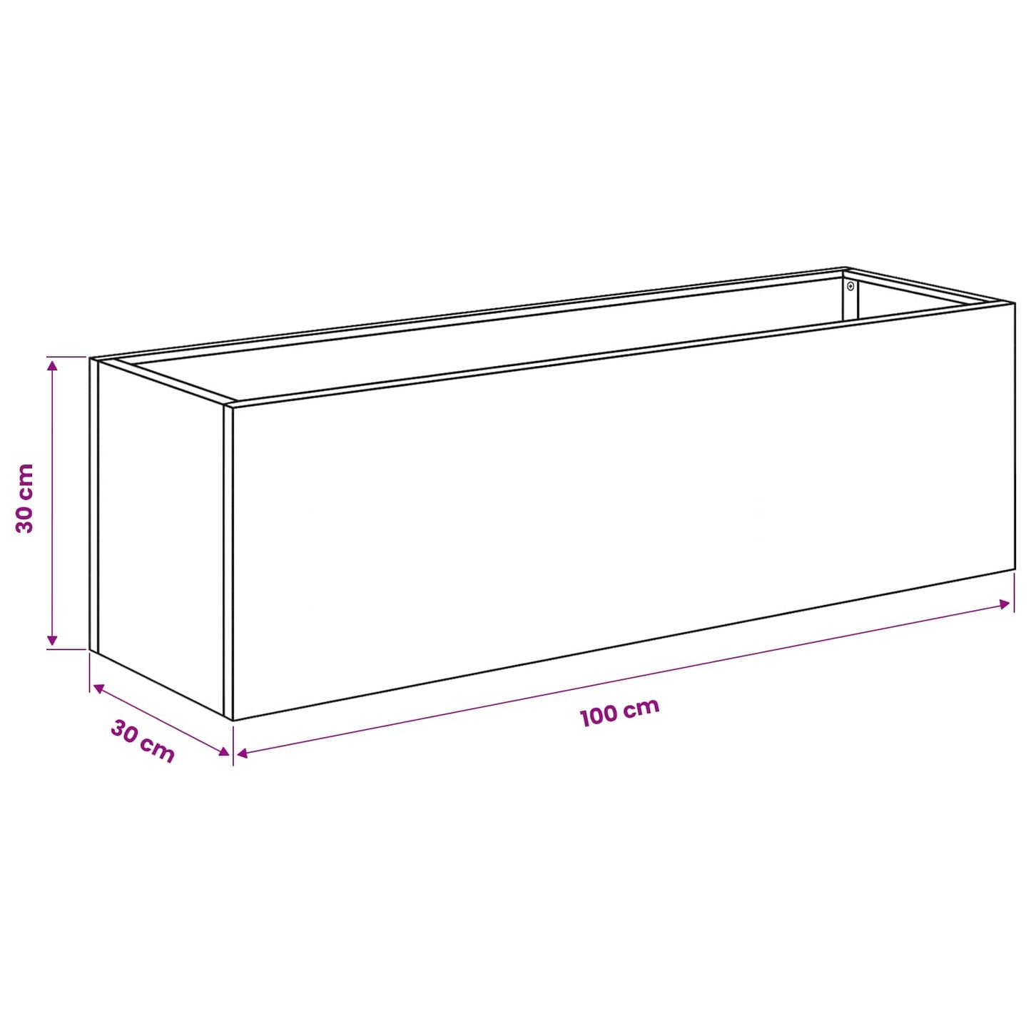 Vaso da giardino Ruggine 80 x 30 x 30 cm Acciaio Corten | homemem39