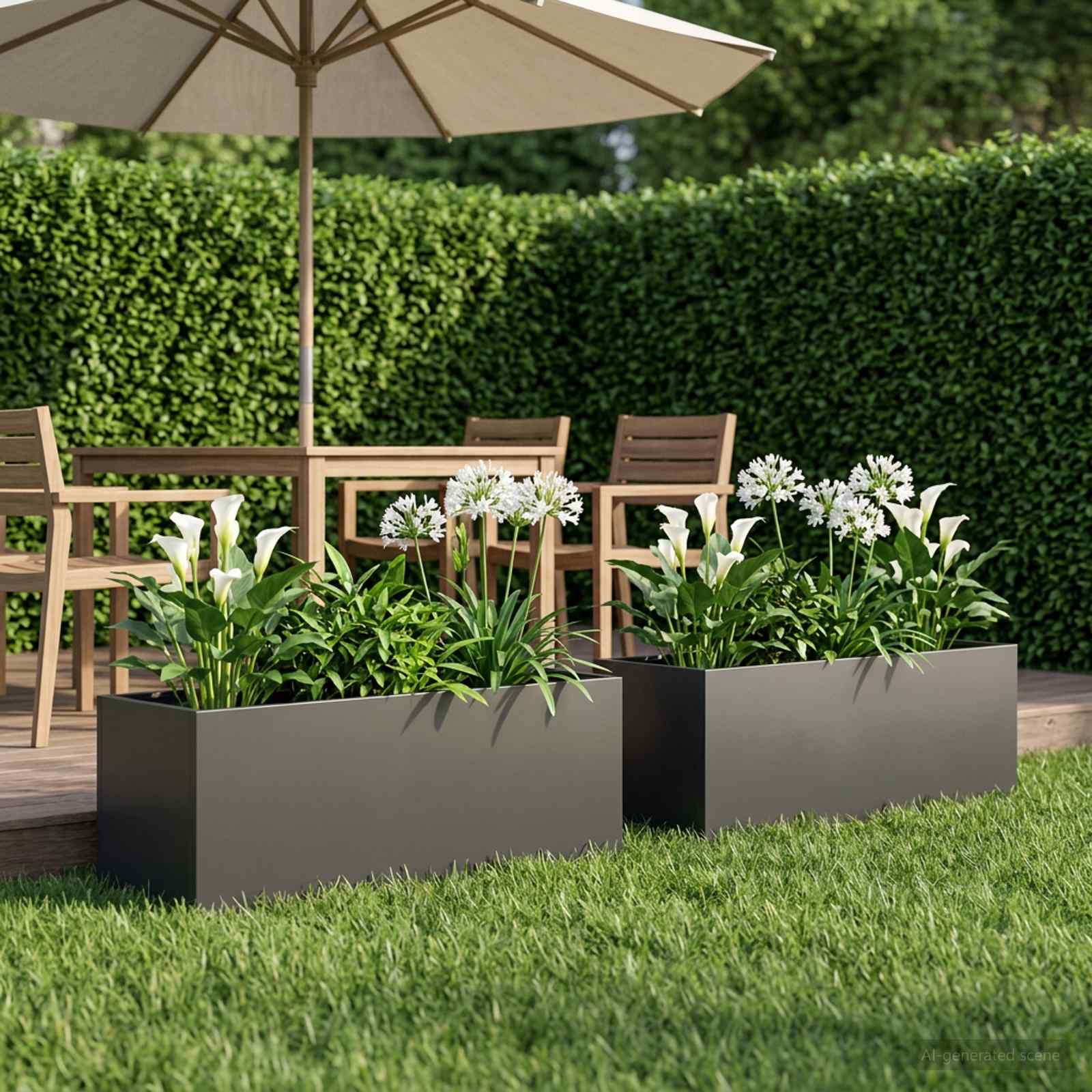 Vaso da giardino 2 pz Nero 100 x 30 x 30 cm | homemem39
