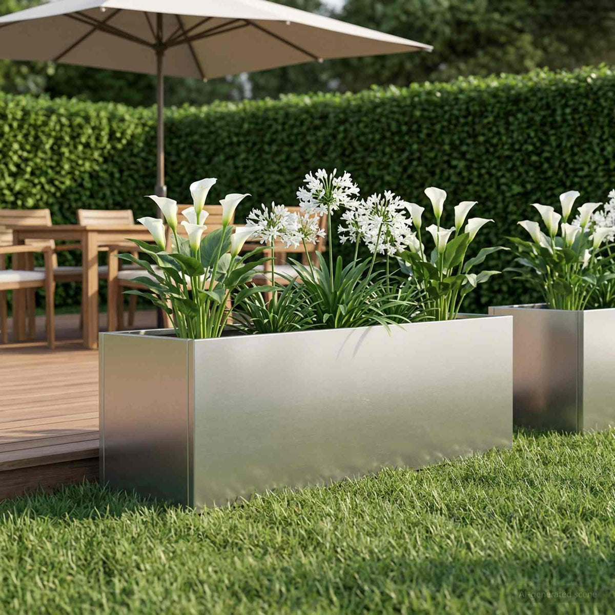 Vaso da giardino Argento 100 x 30 x 30 cm Acciaio Inox | homemem39