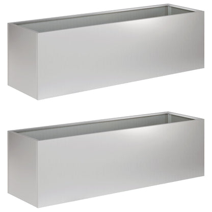 Vaso da giardino 2 pz Argento 100 x 30 x 30 cm Acciaio zincato | homemem39