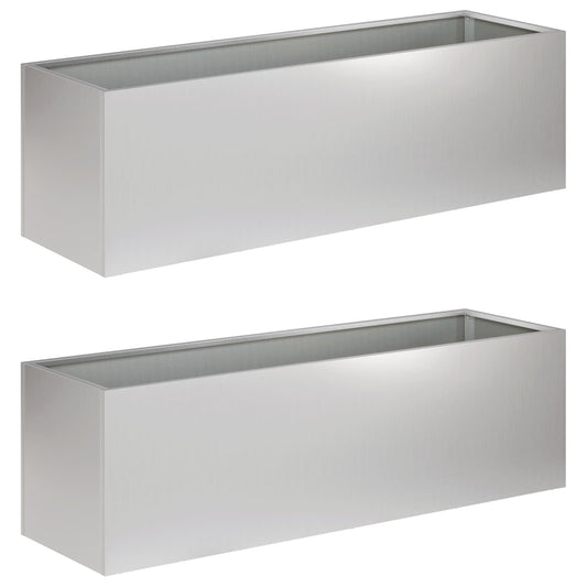 Vaso da giardino 2 pz Argento 100 x 30 x 30 cm Acciaio zincato | homemem39