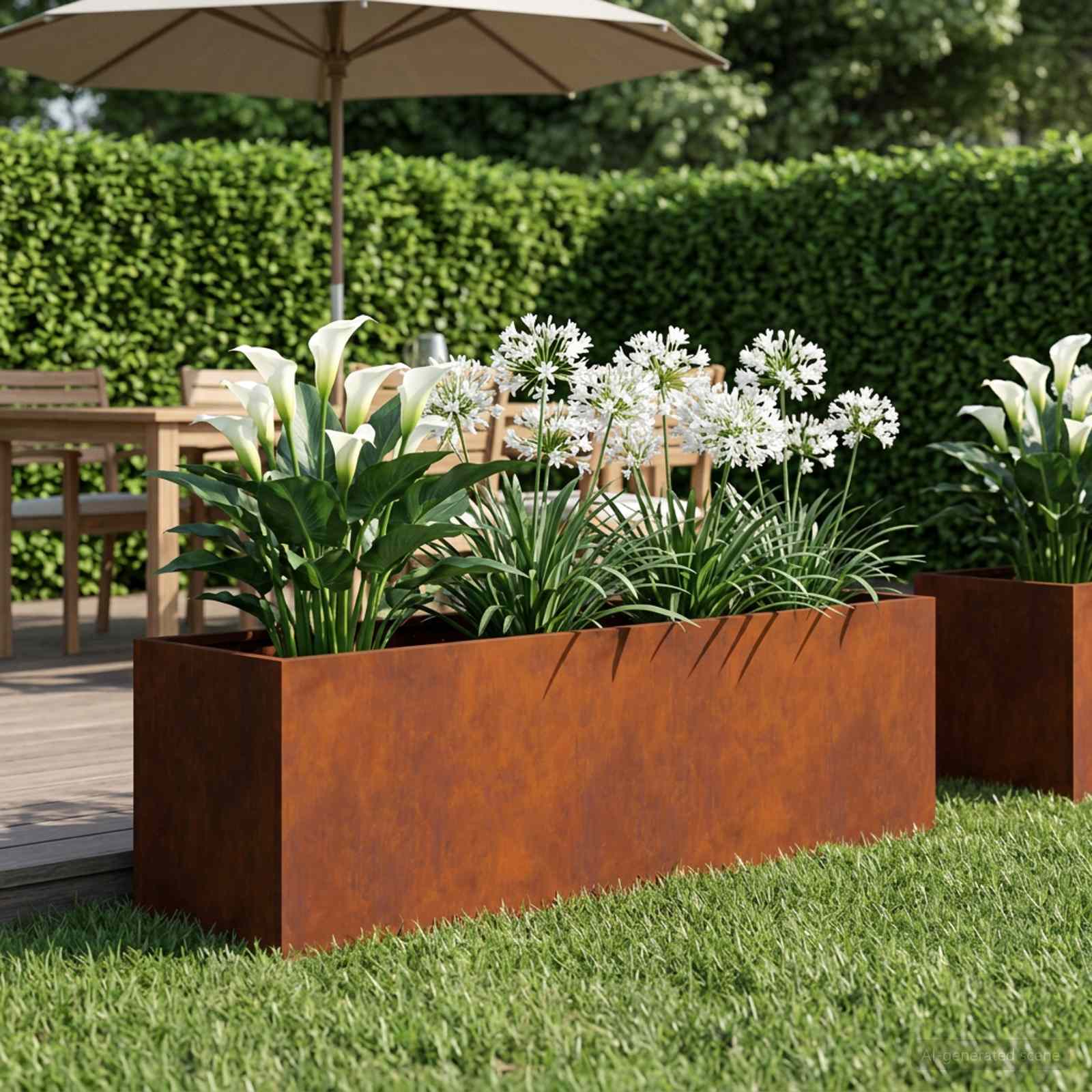 Vaso da giardino Ruggine 100 x 30 x 30 cm Acciaio Corten | homemem39