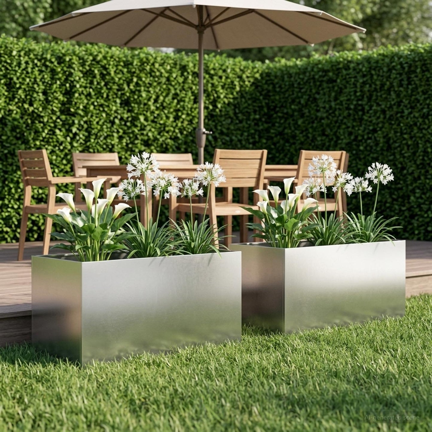 Vaso da giardino 2 pz Argento 100 x 50 x 50 cm Acciaio Inox
