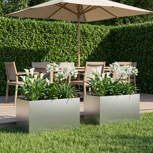 Vaso da giardino 2 pz Argento 100 x 50 x 50 cm Acciaio zincato - homemem39