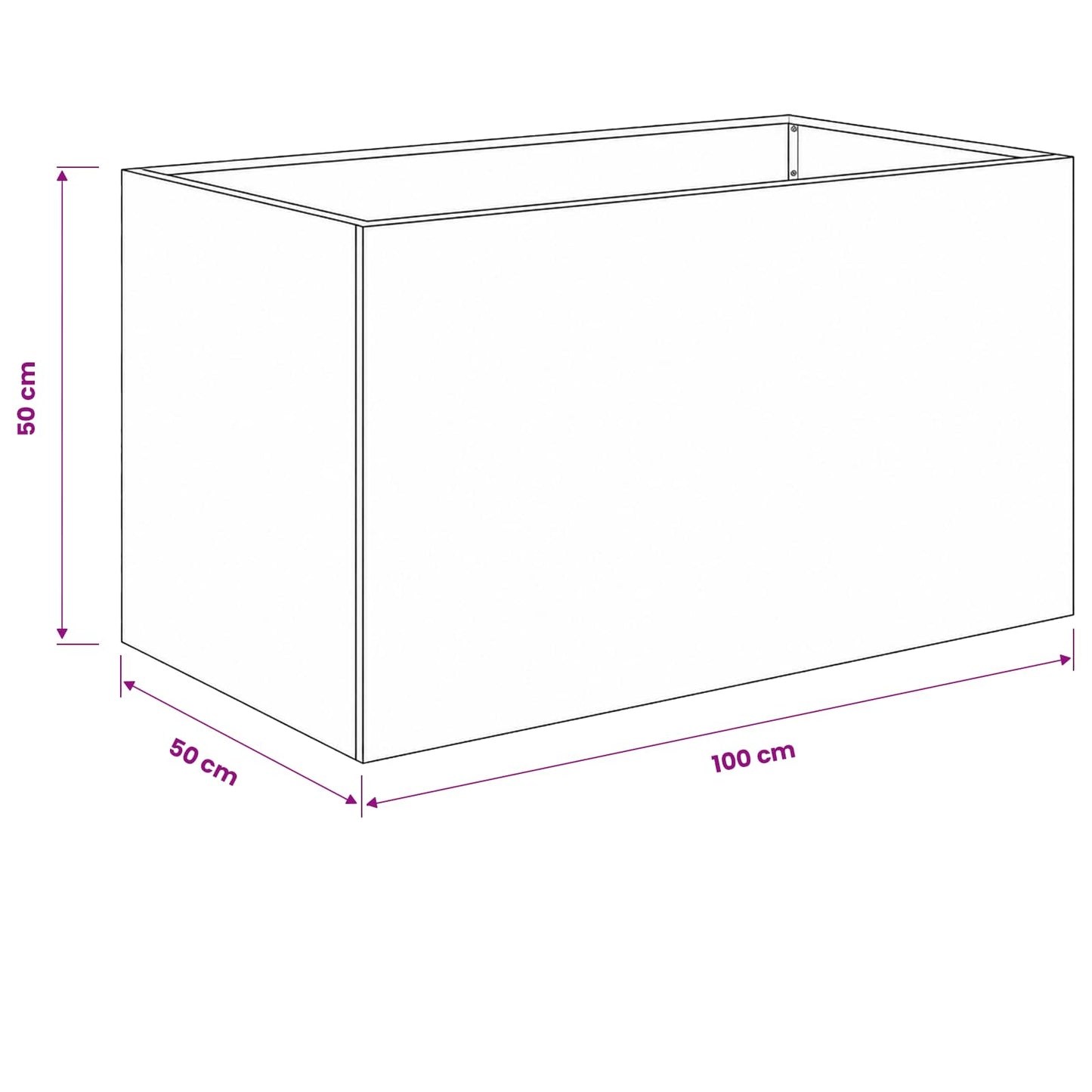 Vaso da giardino Ruggine 100 x 50 x 50 cm Acciaio Corten | homemem39