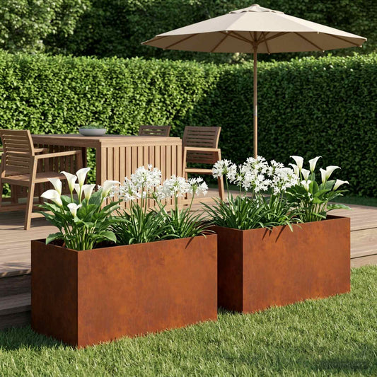 Vaso da giardino 2 pz Ruggine 100 x 50 x 50 cm Acciaio Corten - homemem39
