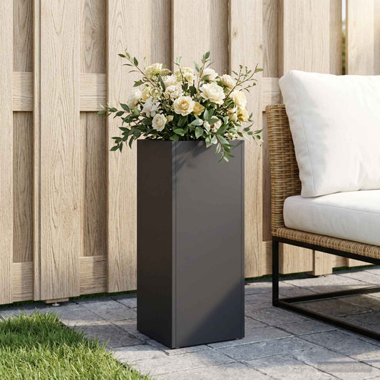 Vaso da giardino Nero 20 x 20 x 40 cm Acciaio laminato a freddo - homemem39
