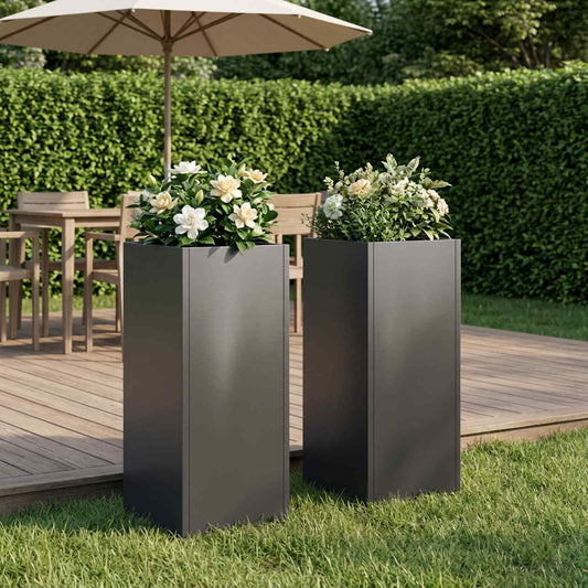 Vaso da giardino 2 pz Nero 20 x 20 x 40 cm - homemem39