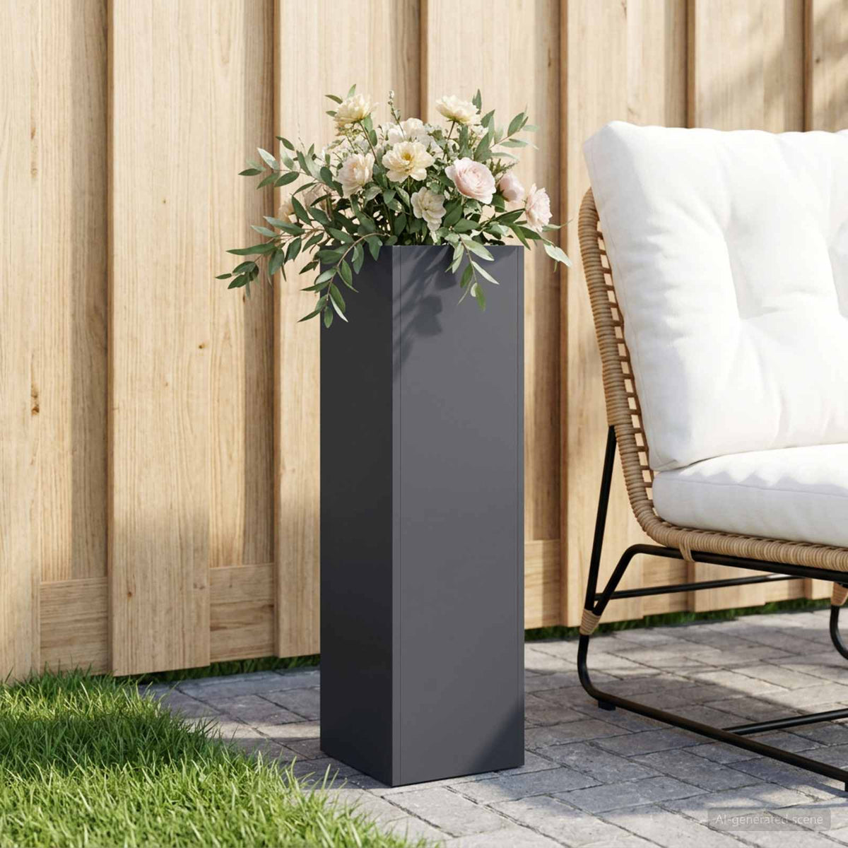 Vaso da giardino Antracite 20 x 20 x 75 cm | homemem39