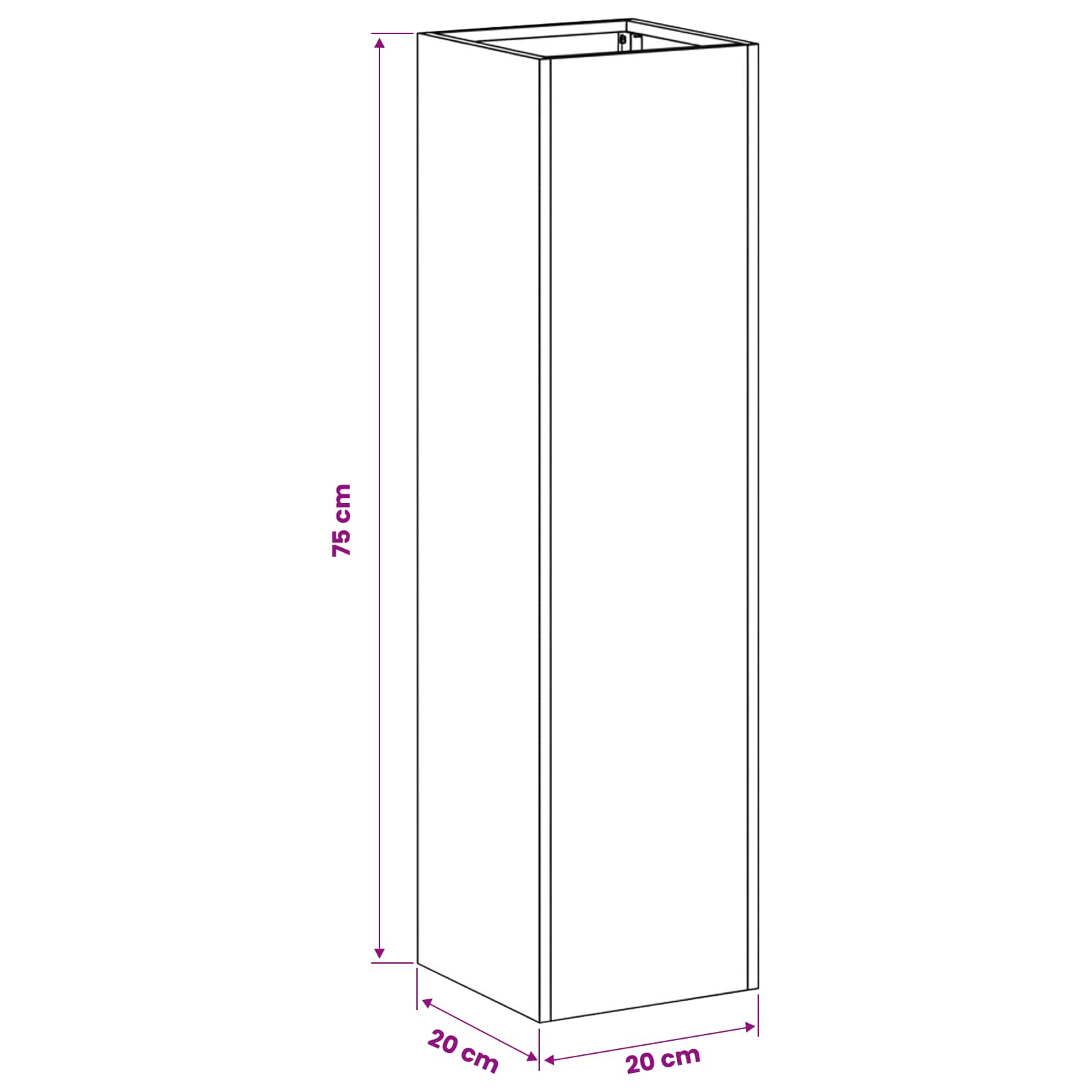 Vaso da giardino 2 pz Antracite 20 x 20 x 75 cm | homemem39