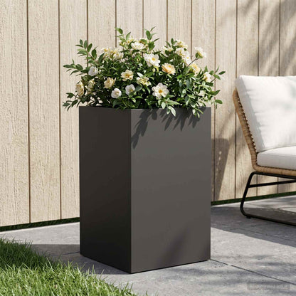 Vaso da giardino Nero 30 x 30 x 40 cm Acciaio laminato a freddo