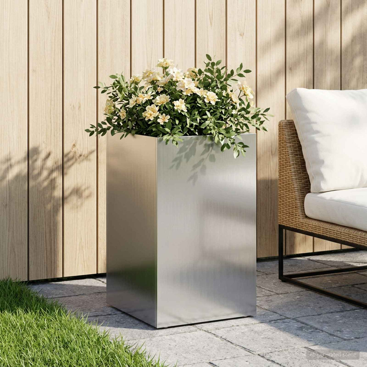 Vaso da giardino Argento 30 x 30 x 40 cm Acciaio zincato | homemem39