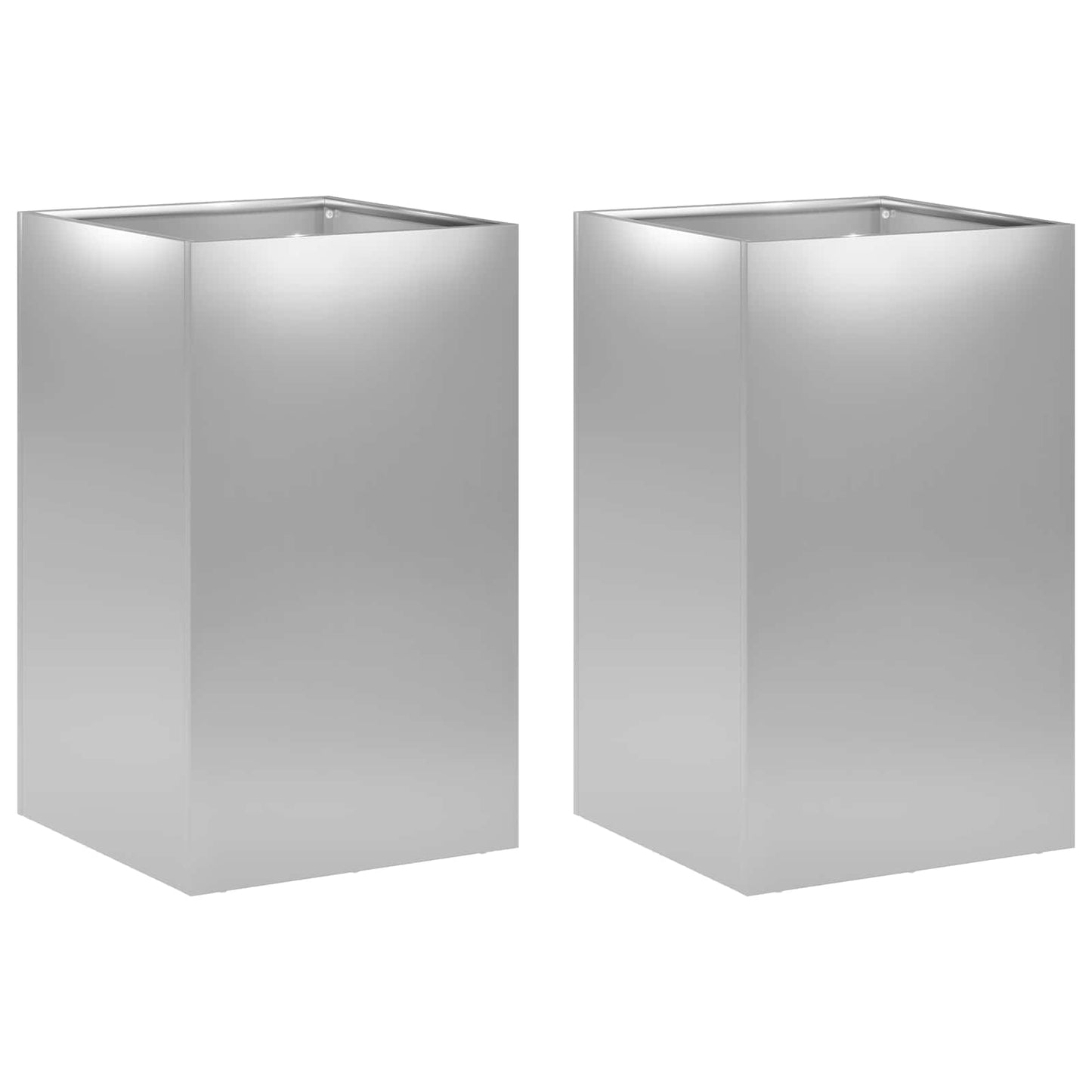 Vaso da giardino 2 pz Argento 30 x 30 x 40 cm Acciaio zincato