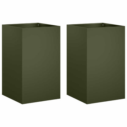 Vaso da giardino 2 pz Verde Oliva 30 x 30 x 50 cm | homemem39