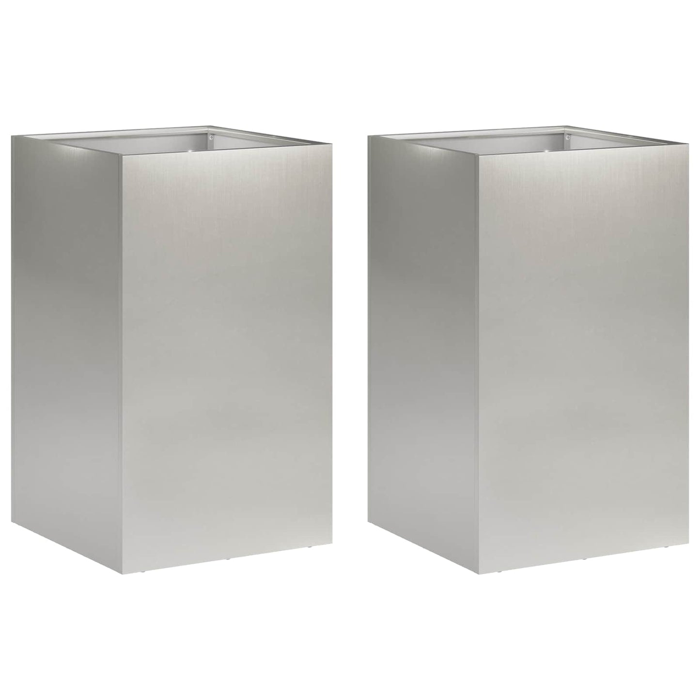 Vaso da giardino 2 pz Argento 30 x 30 x 50 cm Acciaio Inox