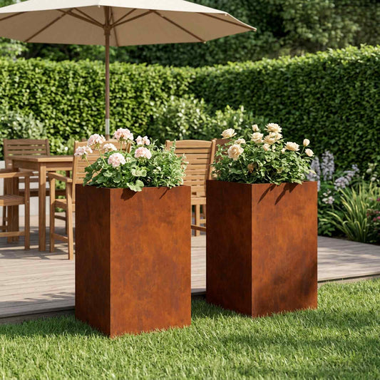Vaso da giardino 2 pz Ruggine 30 x 30 x 50 cm Acciaio Corten - homemem39