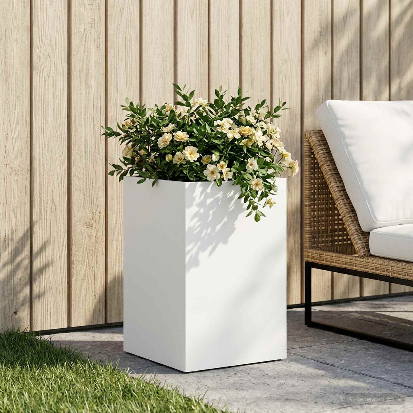 Vaso da giardino Bianco 40 x 40 x 50 cm | homemem39