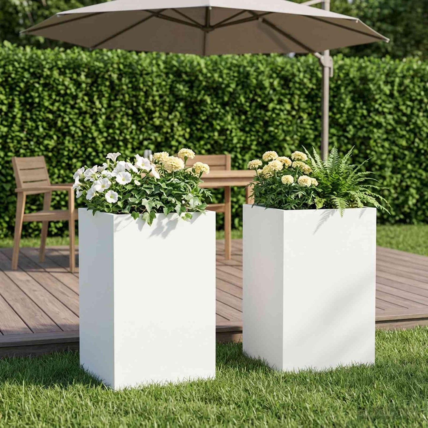 Vaso da giardino 2 pz Bianco 40 x 40 x 50 cm