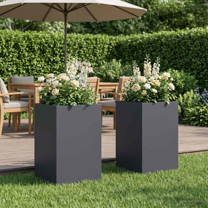 Vaso da giardino 2 pz Antracite 40 x 40 x 50 cm