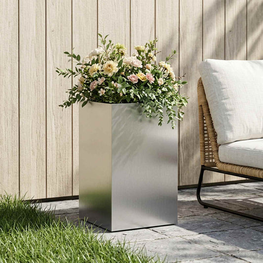 Vaso da giardino Argento 40 x 40 x 50 cm Acciaio Inox - homemem39