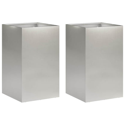 Vaso da giardino 2 pz Argento 40 x 40 x 50 cm Acciaio Inox