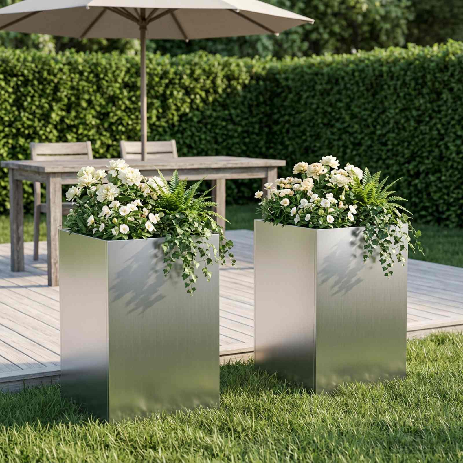 Vaso da giardino 2 pz Argento 40 x 40 x 50 cm Acciaio zincato | homemem39
