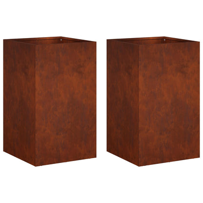 Vaso da giardino 2 pz Ruggine 40 x 40 x 50 cm Acciaio Corten