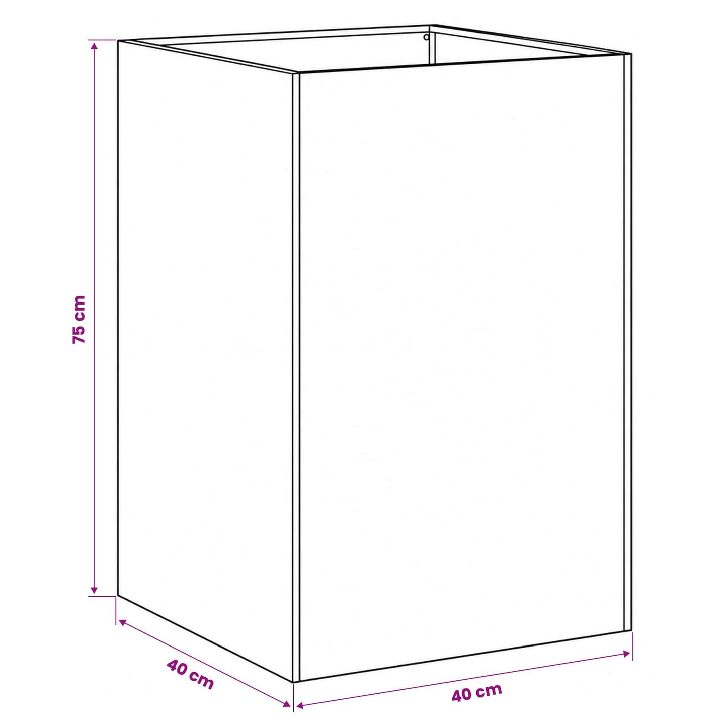 Vaso da giardino Nero 40 x 40 x 75 cm Acciaio laminato a freddo | homemem39